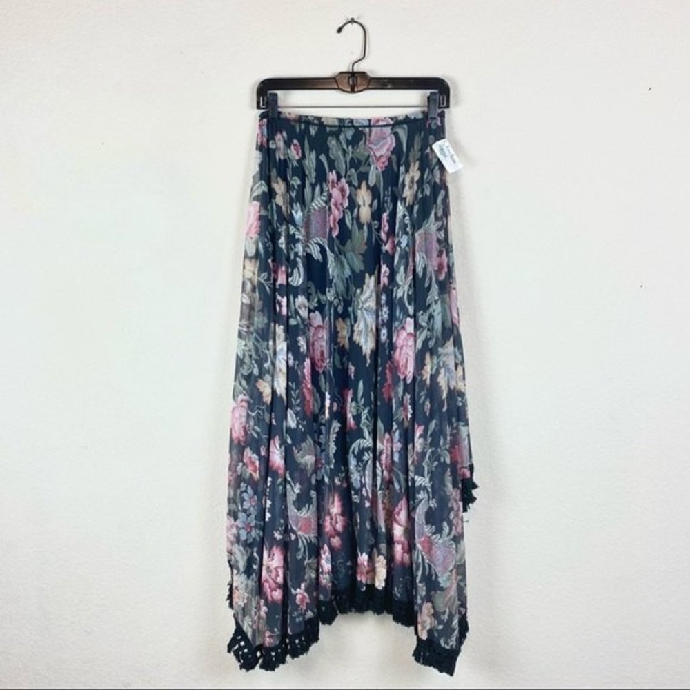 Sweet Pea Neiman Marcus Floral Tassel Maxi Skirt